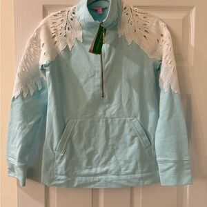 Lilly Pulitzer Light Blue Sweatshirt with White Lace